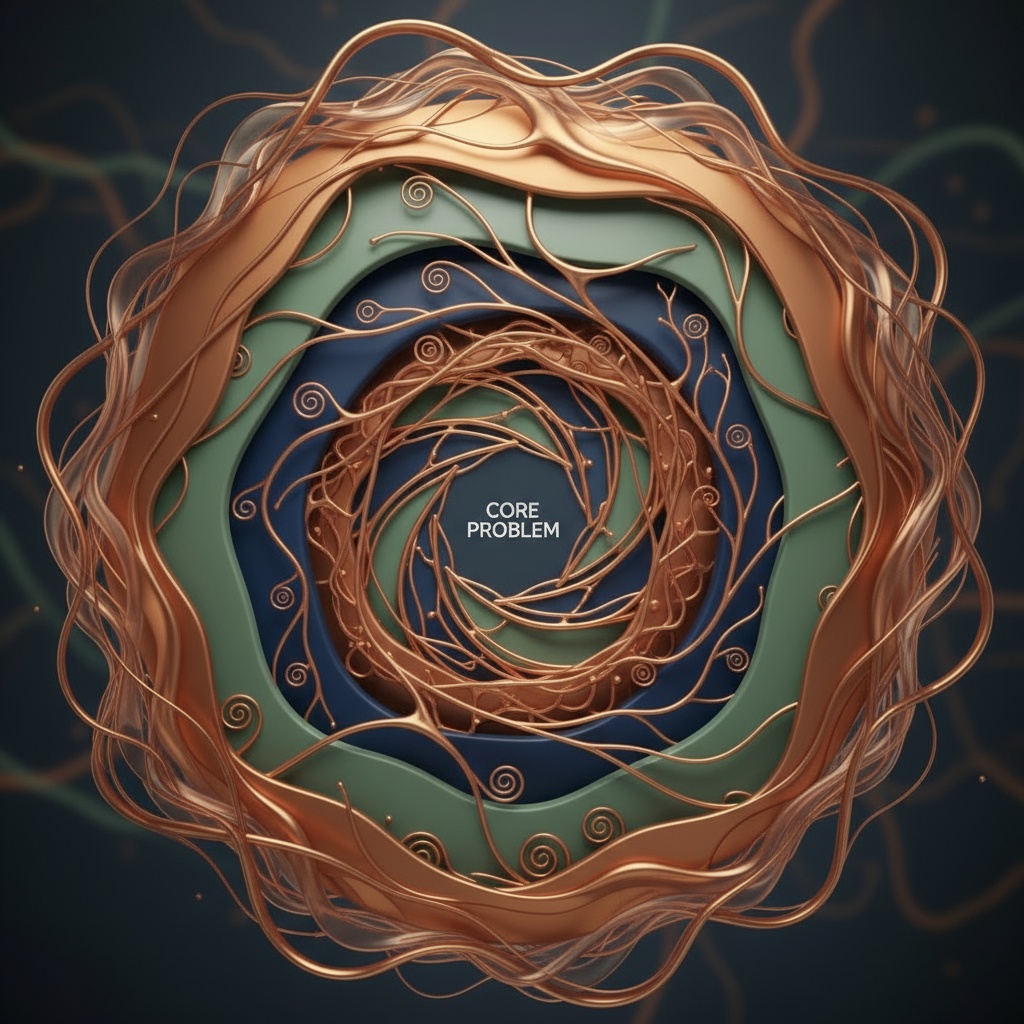Abstract onion model for LLM use featuring the core problem at the centre and surrounding layers